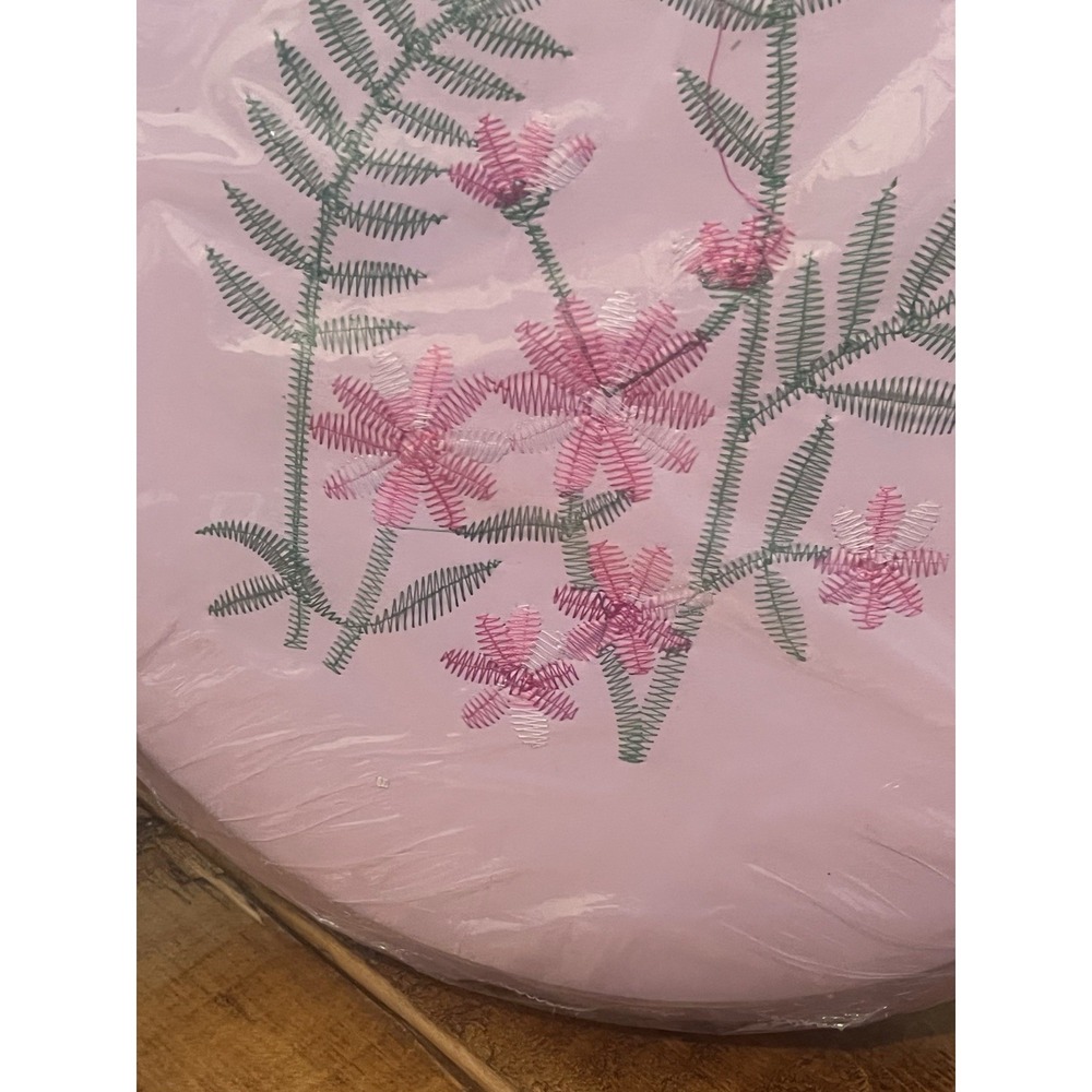 Soft Seat Vintage Embroidered Pink Retro Cushioned Toilet Seat NOS Flowers Rare - Picture 3 of 8